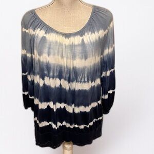 Chaps Blue and White Blouse Elegant Top